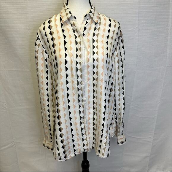 Theory Women’s Geometric Print Button-Down Shirt Size M - Picture 6 of 11